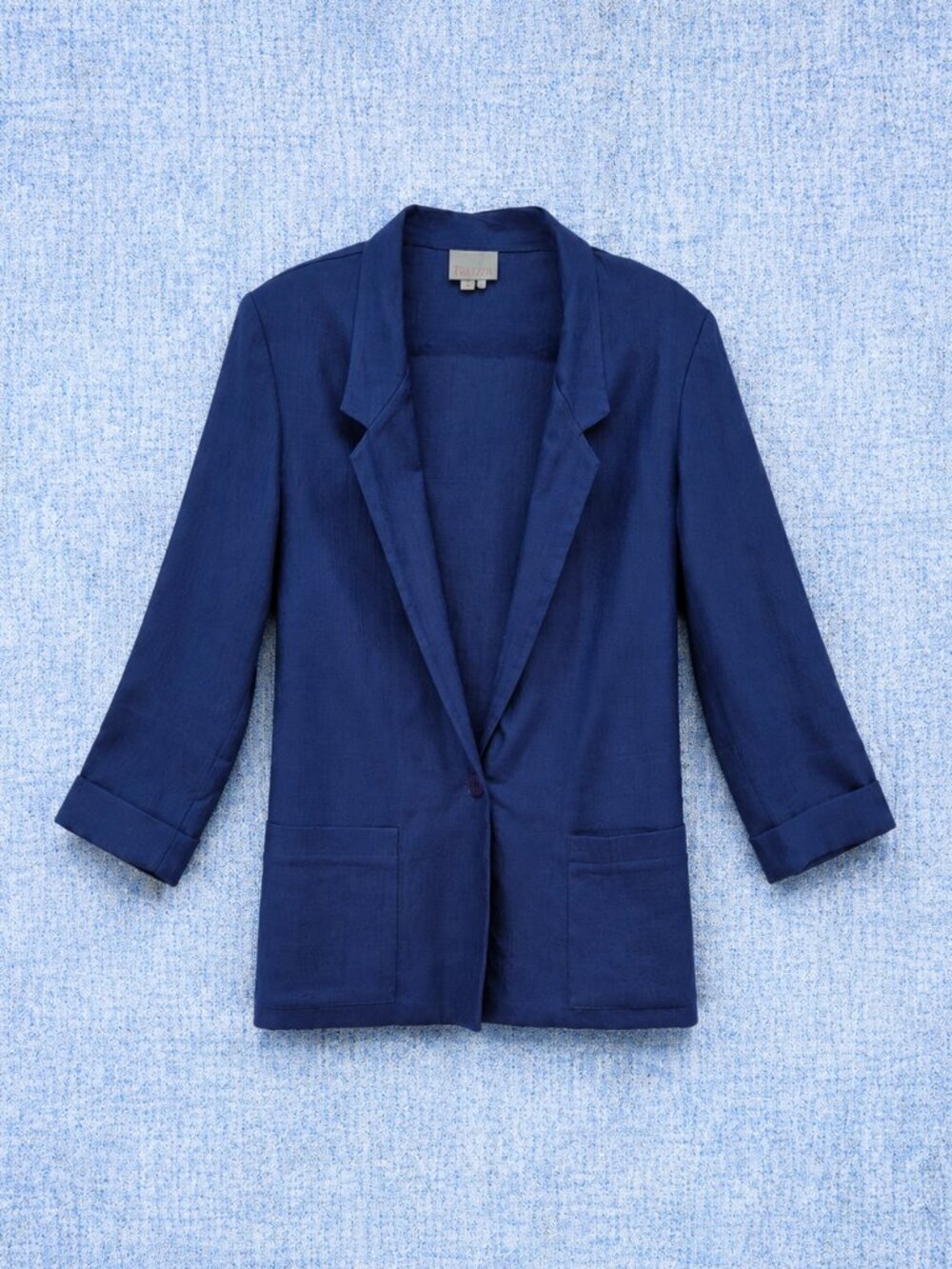 Tarazzia Dk Blue Notched Collar Pockets Single Button Blazer - M
